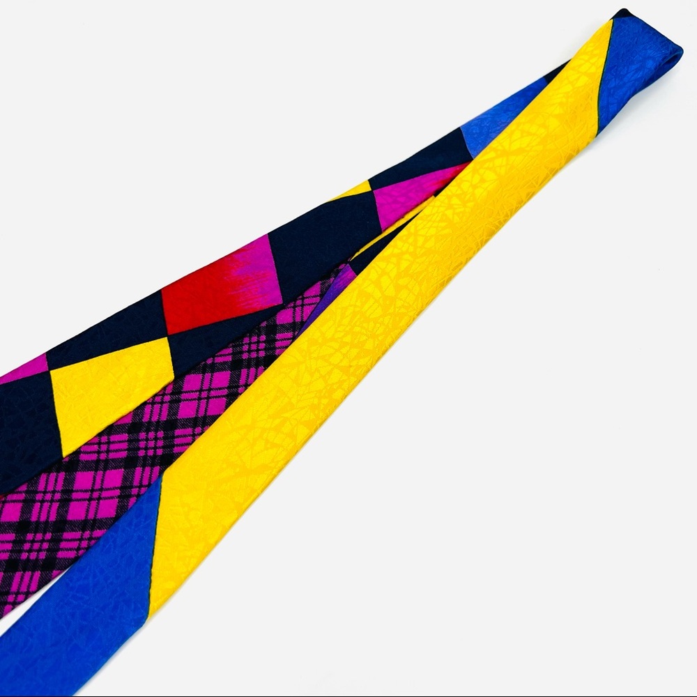 Gianni Versace Multicolored Color Block Plaid Flo… - image 7